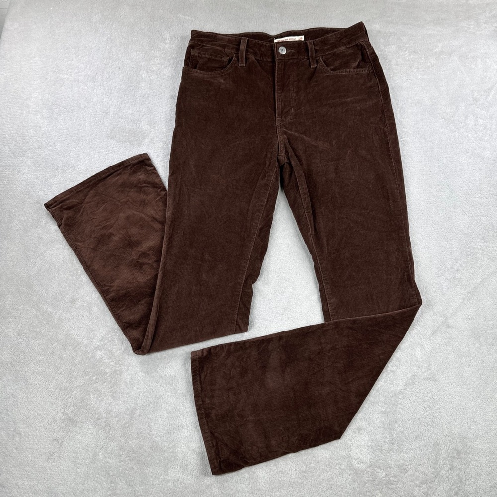 Levis 725 High Rise Bootcut Women 28 Brown Corduroy Pants Stretch Fall Bohemian